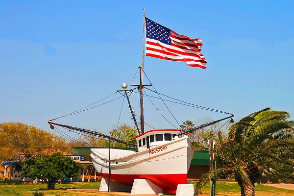 Mystery Shrimp Boat Monument in Freeport