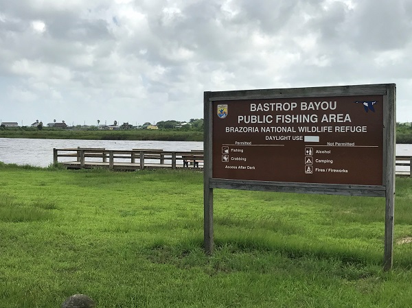 Bastrop Bayou Public Fishing Area Sign