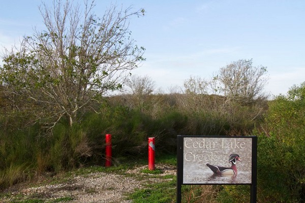 Cedar Lake Creek Trail Entrance at the San Bernard National Wildlife Refuge