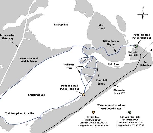 Christmas Bay Paddling Trail Map