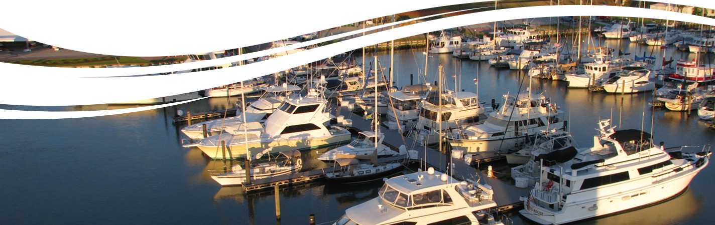 Freeport, Texas beach marina with fishing boats.